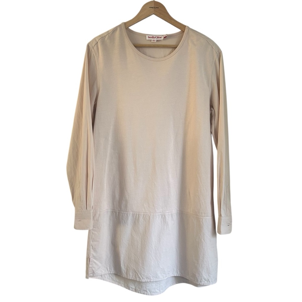 See By Chloé Comfy Cotton Shirt Dress Tunic Like-New Size 10 - Picture 2 of 15